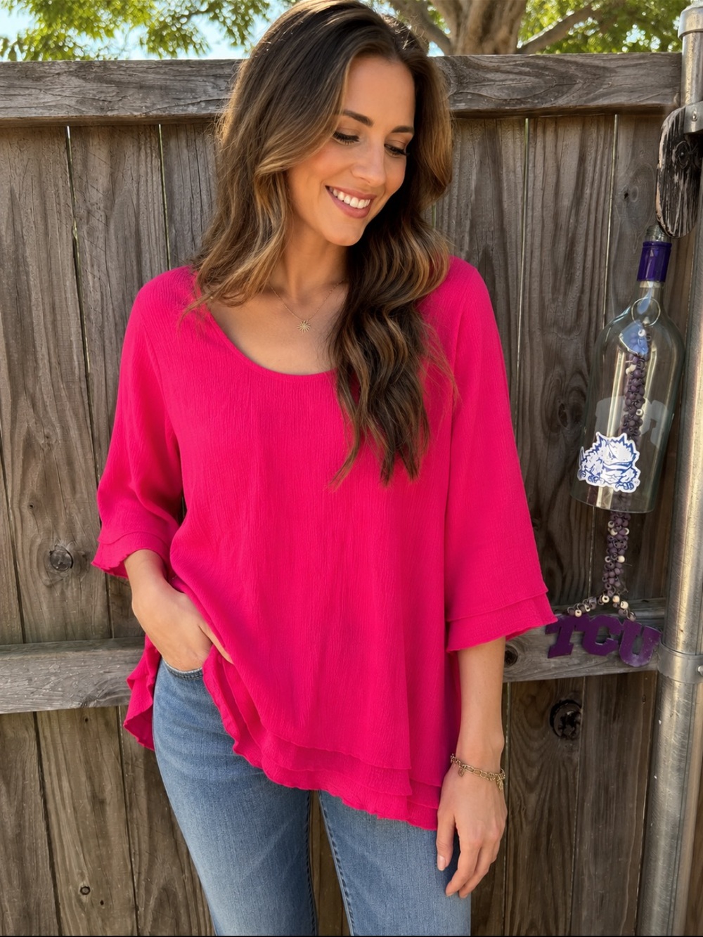 Soft Surroundings siesta key Bright Pink top